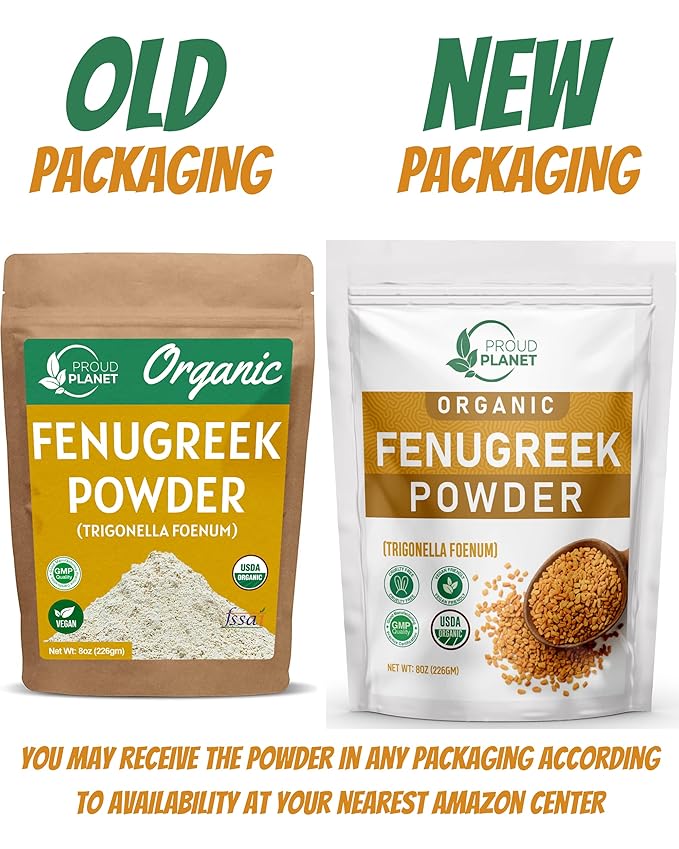 Organic Fenugreek Powder 8oz (226g) For Health, Skin & Hair Methi Seeds Powder | Non GMO & Gluten Free | USDA Certified by Proud Planet