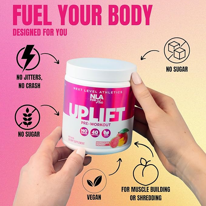 Uplift Pre-Workout for Women | Energy & Endurance Booster with Caffeine, BCAAs & Electrolytes | Supports Performance & Muscle Activation | Hawaiian Sunset Flavor | Vegan, Gluten-Free | 30 Servings