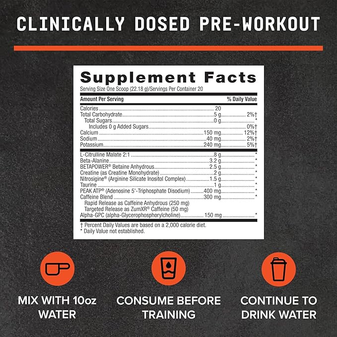 BEYOND RAW LIT Advanced Pre-Workout Formula, ICY Fireworks, for Energy, Focus, Endurance, Pumps, with 300mg Rapid and Targeted Release Caffeine, Creatine, Betaine, Beta Alanine, Taurine, 20 Servings
