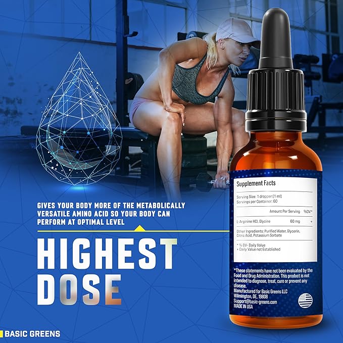 L Arginine Liquid - L-Arginine Supplement for Men and Women with Nitric Oxide Precursor, L Arginine Supplement