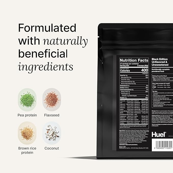 Huel Black Edition | Strawberry Shortcake 40g Vegan Protein Powder | Nutritionally Complete Meal | 27 Vitamins and Minerals, Gluten Free | 17 Servings | Scoop not included to reduce plastic