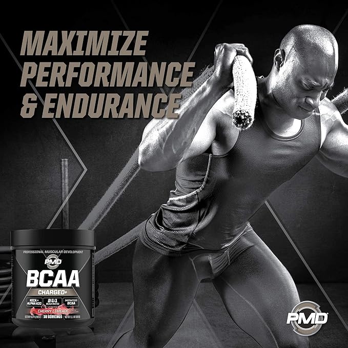 PMD Sports CG5 - Premium Creatine and L-Glutamine Powder (60 Servings) & PMD Sports BCAA Charged Amino Acids for Enhanced Recovery – Cherry Limeade (30 Servings)