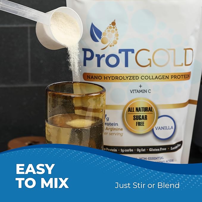Collagen Protein Powder, 17g Protein Nano-Hydrolyzed Grass Fed Collagen, Vitamin C, 2g Arginine for Wound Support, Gluten Free, All Natural, Fat and Sugar Free, 0g Carbs, Vanilla, 23 oz, 30