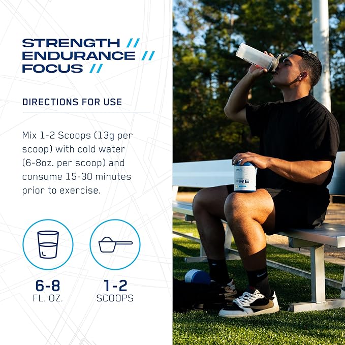 AN Performance Pre-Workout Powder Supplement for Men & Women | Energy Drink Mix with 300mg Caffeine + Beta Alanine + Citrulline | Third-Party Tested | Blue Razz | 30 Servings