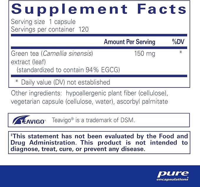 Pure Encapsulations Teavigo | Hypoallergenic Supplement with Caffeine-Free Green Tea Extract to Provide Antioxidant and Cellular Support* | 120 Capsules