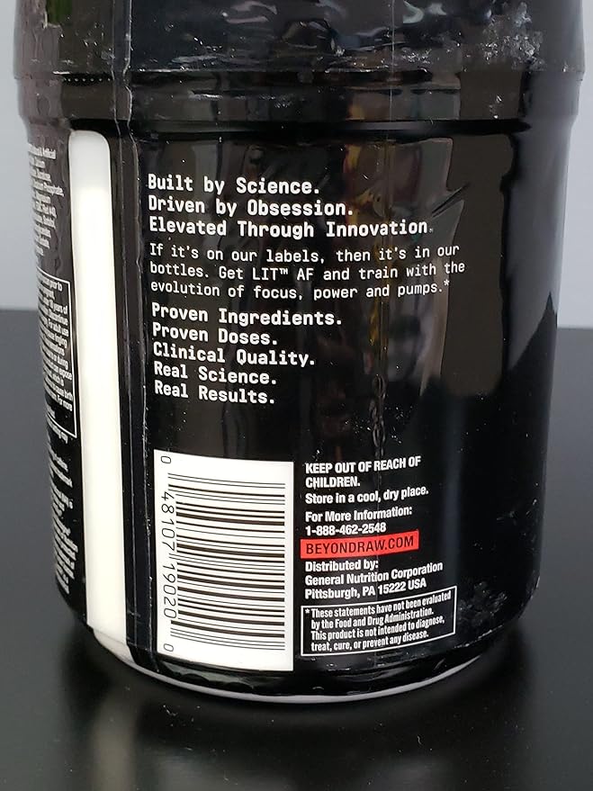 BEYOND RAW LIT Advanced Pre-Workout Formula, Sweet and Tart, for Energy, Focus, Endurance, Pumps, with 300mg Rapid and Targeted Release Caffeine, Creatine, Betaine, Beta Alanine, Taurine, 20 Servings