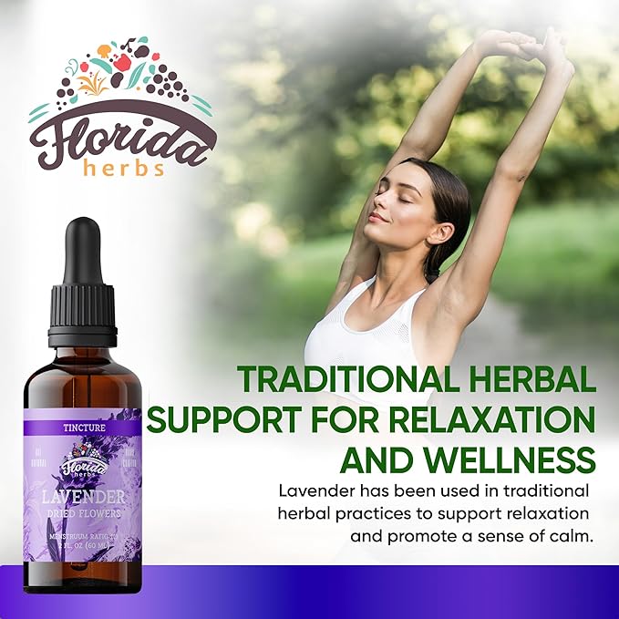 Lavender Flower Liquid Extract for Calming Nervous System Support, Organic Lavender Extract (Lavandula X Intermedia) Dried Flow 2 Fl Oz