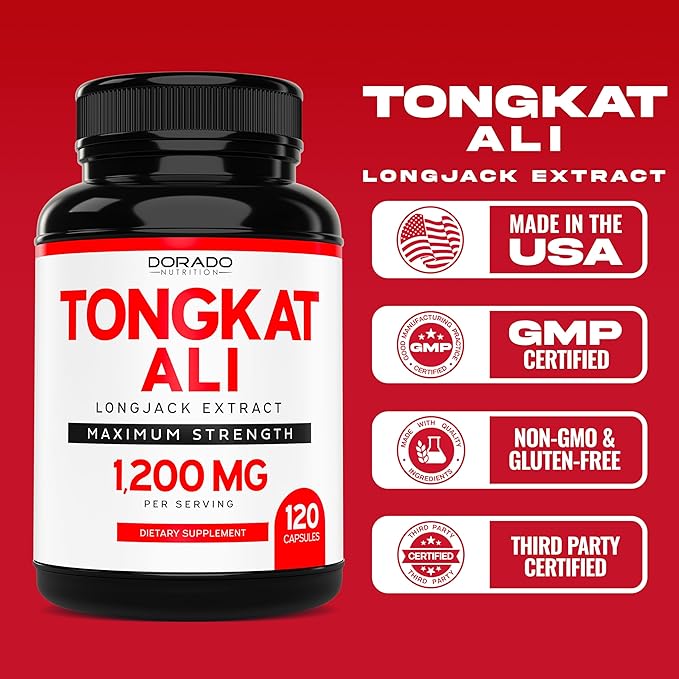 Tongkat Ali For Men (Longjack) Eurycoma Longifolia Extract 1200mg Per Serving, 120 Capsules - Longjack Tongkat Ali for Men's Health & Vitality Support - Third Party Tested, USA Made & Non-GMO