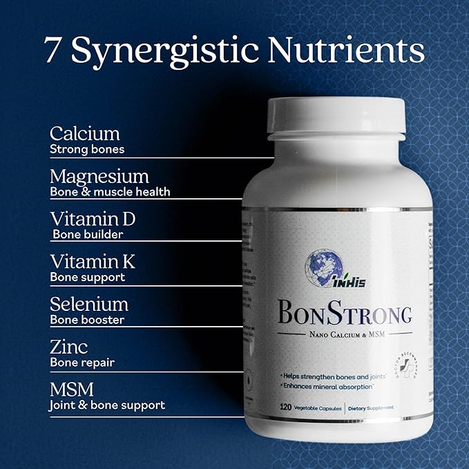 Nano Calcium Supplements for Bone Health 3X 120 Capsules with MSM Made in USA-Calcium Supplements Women, Vitamin D3 with Calcium Supplement for Men, Bone Support, Vitamins for Bones and Joints