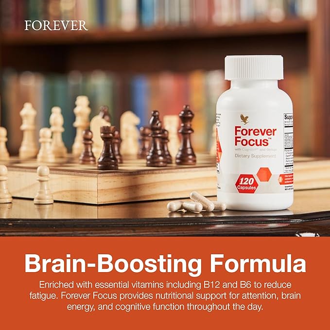 Forever Living - Forever Focus - Brain Clarity and Focus with Cognizin, Bacopa and Vitamins - for Students, Professionals and Seniors - 120 Capsule