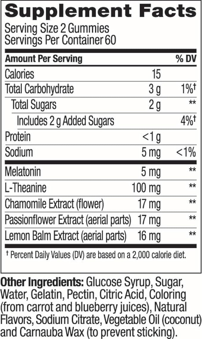OLLY Extra Strength Sleep Gummy, 5 mg Melatonin, L-Theanine, Chamomile, Lemon Balm Extracts, Sleep Aid, BlackBerry Flavor - 120 Count