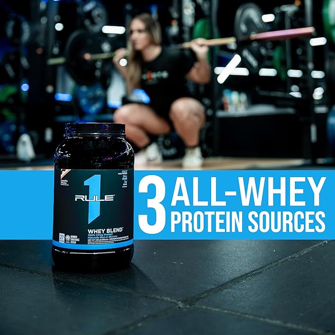 Rule One Proteins, R1 Whey Blend - 24g Fast-Acting Whey Protein Concentrates, Isolates, and Hydrolysates Per Serving, with Naturally Occurring EAAs and BCAAs (5 Pounds*, Vanilla Ice Cream)