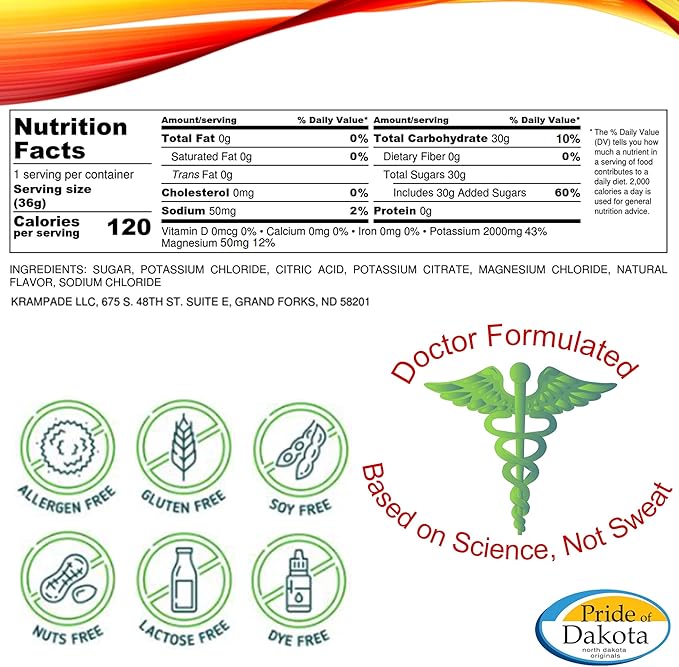 Potassium Magnesium Supplement Electrolytes Powder - 50 mg Mag + 2000 mg K, >2X More Than Coconut Water | Cramp Relief | Hydration Packets