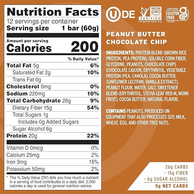 No Cow High Protein Bars, Peanut Butter Lovers Variety Pack - Healthy Snacks, 20g Vegan Protein, High Fiber, Low Sugar, Keto Friendly, Dairy & Gluten Free (12 Count)