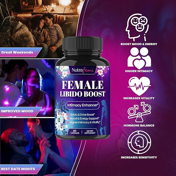 Fast Acting Highly Effective Libido Booster for Women-Female Libido Booster for Hormonal Balance, Mood & Drive - with Maca Root, Ginseng, Tribulus, Gingko & Ashwagandha - 60 Capsules