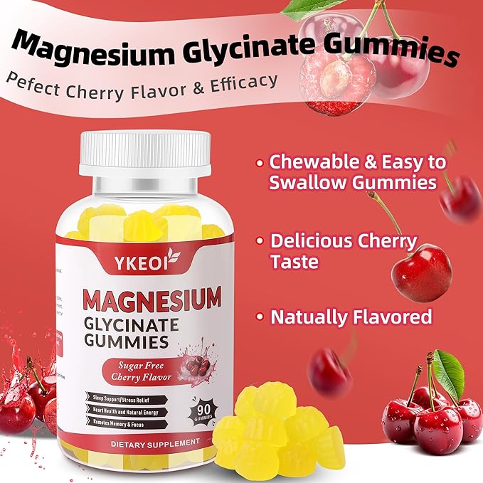 Magnesium Glycinate Gummies 500 Mg,Sugar Free Magnesium Supplement Triple Magnesium Complex with Malate,Citrate, +Ashwagandha, Vitamin C D3 B6,Magnesium Supplement for Adults- 90 Gummies