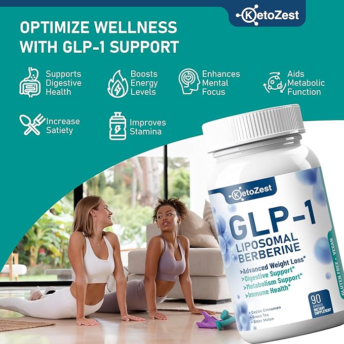 GLP-1 Weight Loss Supplement - 15-in-1 GLP1 Booster for Weight Management Appetite Suppressant Fat Burn for Women Men - with Liposomal Berberine HCl Bitter Melon Citrus Bergamot Fenugreek Seed