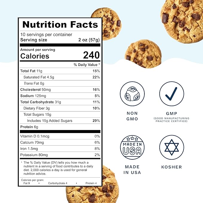 Lactation Cookies Breastfeeding Supplement - Chocolate Chip - Support Mothers Breast Milk Supply Increase - with Brewers Yeast Powder, Oat Flour, and Flax for Lactation - Fenugreek Free - 1.25 LBS