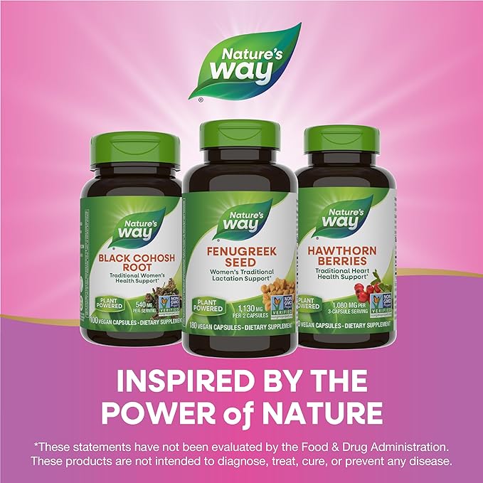 Nature's Way Fenugreek Seed, Traditional Lactation/Breastfeeding Support*, Non-GMO Project Verified, Vegan, 180 Capsules