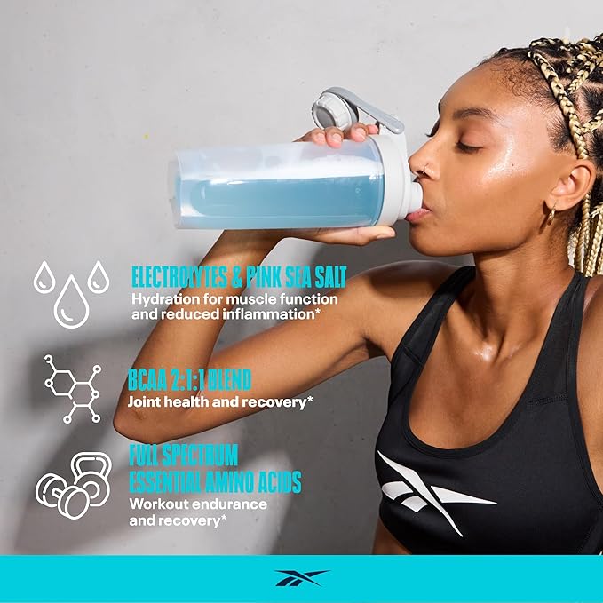 Reebok REECover Amino Acids + Electrolytes | 8g EAAs, 5g BCAAs, Hydration Matrix | Muscle Recovery, Strength | Post-Workout Support | 30 Servings | Rocket Moon Pop