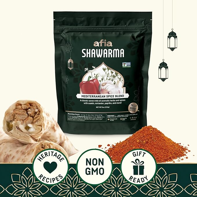Afia - Shawarma Seasoning | Shawarma Spice Blend for Garlic Sauce (Toum), Lavash & Other Flatbreads, Kebab, Kofta, Grilled Meat | Premium Spice with Top Notes of Cumin and Coriander (1pk, 8oz)