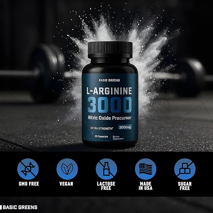 L Arginine 3,150mg (90 Capsules) - L-Arginine Supplement for Men and Women with Nitric Oxide Precursor, LArginine Supplement
