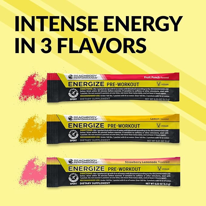 BODi Energize Pre Workout Powder - Beta-Alanine, Quercetin & Low-Dose Caffeine Formula for Enhanced Energy & Focus, Increase Energy & Endurance Supplement, Lemon Flavored, 20 Sticks
