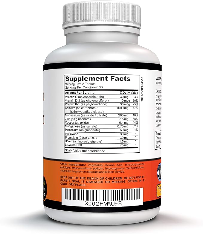 Premium Calcium Bone Support Complex - Complete Bone Health Formula with Vitamin D3, Magnesium, Zinc & Boron - Advanced Calcium Absorption Supplement - 90 Tablets
