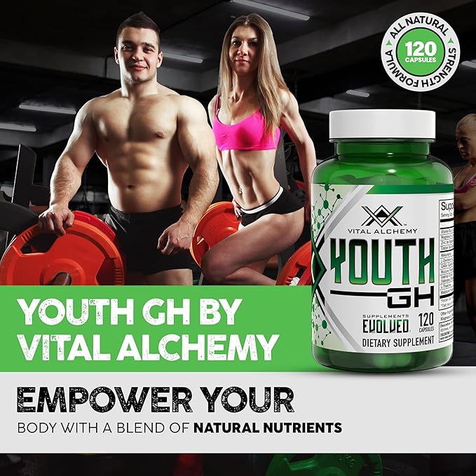 Vital Alchemy Supplements Youth with L theanine, melatonin, Valerian, GABA, Magnesium, zinc and Others for Natural Vitamins & Minerals, Muscle Growth, Energy, Endurance & Recovery - 120 Capsules