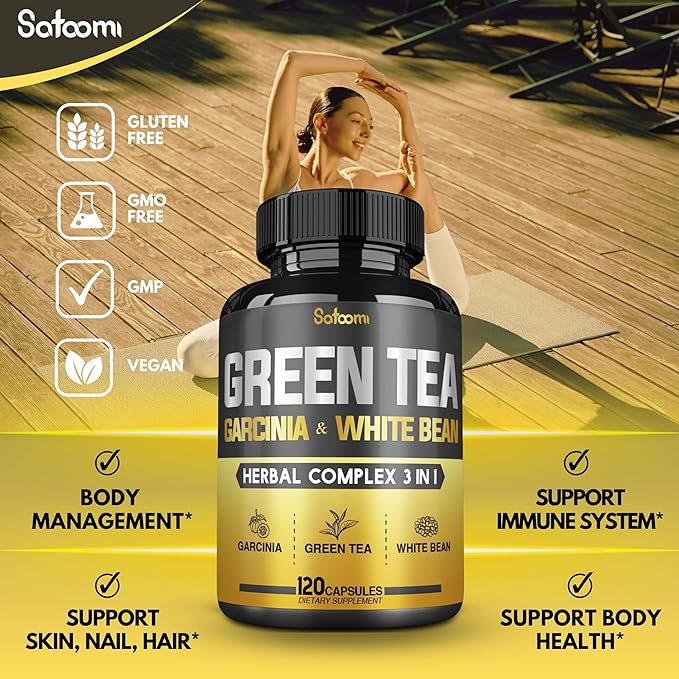 Green Tea Extract Pill EGCG 16000Mg per Serving with 12000Mg Green Tea, 2000Mg Garcinia Cambogia & 2000Mg White Kidney Bean - Support Body Balance, Heart & Immune Health - 120 Capsules 2 Month Supply