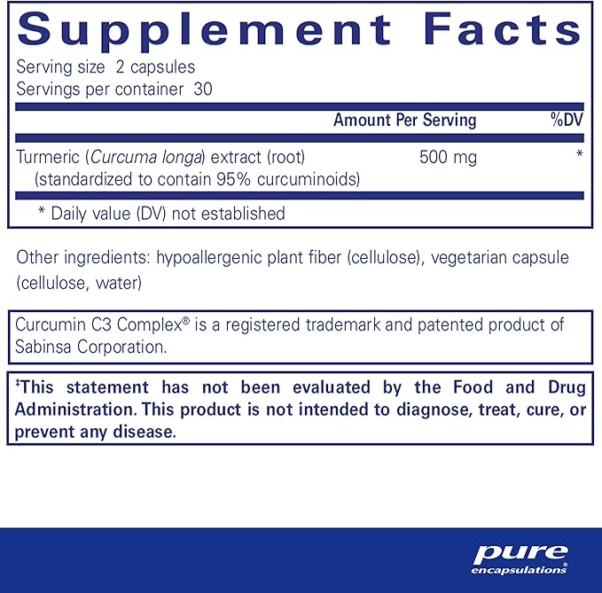 Pure Encapsulations Curcumin - 500 mg - Supports Joint Health & Liver Health - Curcuma Longa Capsule - Non-GMO & Vegan - 60 Capsules