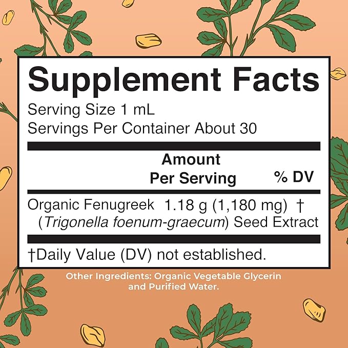 Organic Fenugreek Seed Liquid Extract by MaryRuth's | USDA Organic | Easy-to-Take | Fenugreek Seeds Supplement | Herbal Extract | Vegan | Gluten Free | Sugar Free | Non-GMO | 30 Servings