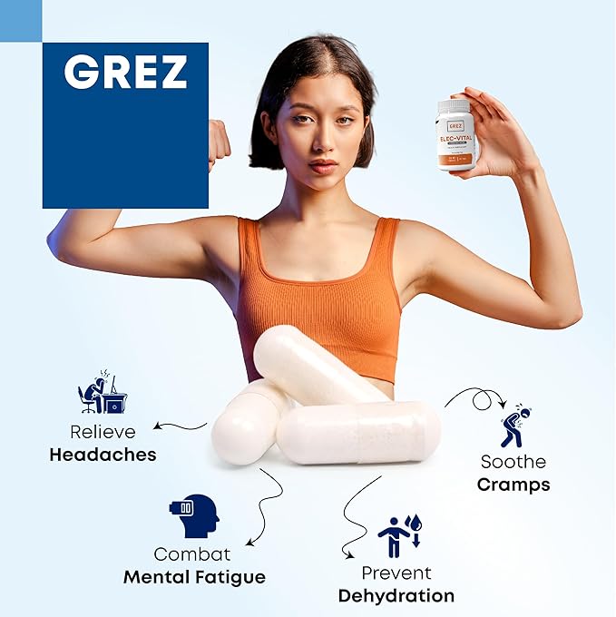 GREZ ELEC-Vital Sugar Free Electrolyte Pills - Electrolyte Capsules - Complete Keto Electrolytes Supplement Mineral Support, Zinc Salt Pills for Fasting Electrolytes - 90 Caps, 30 Days