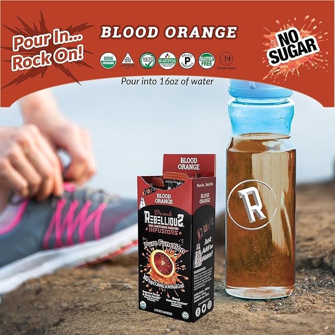 Blood 0range 0 Calorie Organic Drink Mix – Sugar Free, Loaded with Antioxidants, L-Theanine, and Natural Caffeine – 10 Count