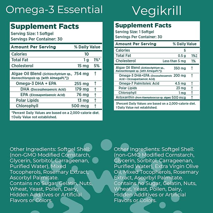 Iwi Omega-3 Essential & Vegikrill Omega-3 Bundle, 30 Servings, Vegan Plant-Based Algae Omega 3, Krill & Fish Oil Alternative, No Fishy Aftertaste