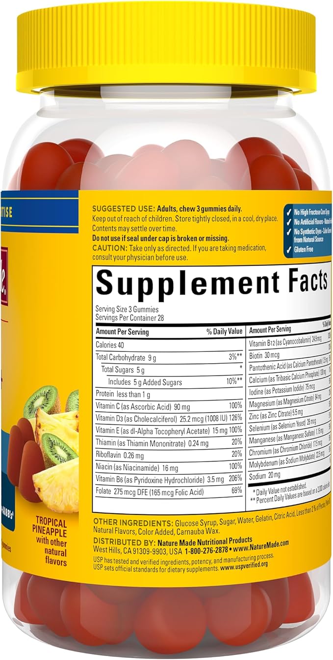 Nature Made Advanced Multivitamin Gummies 50 + for Him with Magnesium Citrate, Vitamin D3, Zinc and All 8 B Vitamins, Multivitamin for Men, 84 Gummies, 28 Day Supply