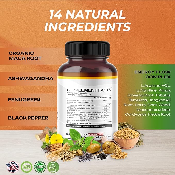 Peruana Maca Root Black, Red, Yellow | Maca Root Capsules Enhanced with Ginseng, Ashwagandha, Fenugreek | Support Stamina, Performance & Mood | 150 Capsules