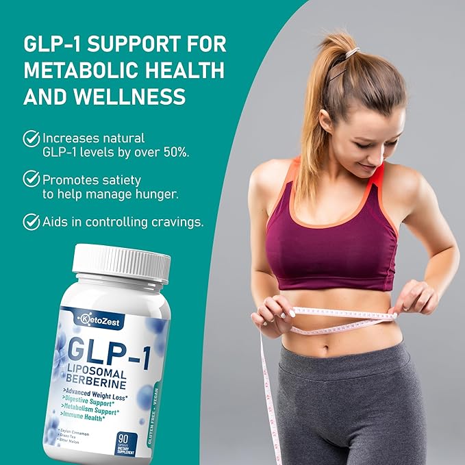 GLP-1 Weight Loss Supplement - 15-in-1 GLP1 Booster for Weight Management Appetite Suppressant Fat Burn for Women Men - with Liposomal Berberine HCl Bitter Melon Citrus Bergamot Fenugreek Seed