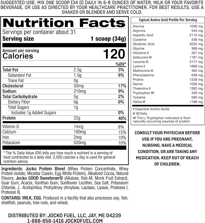 Jocko Fuel Mölk Whey Protein Powder 22g Protein - Low Sugar Monk Fruit Blend - Muscle Recovery & Growth, Packaging May Vary (31 Servings, Chocolate Milkshake)