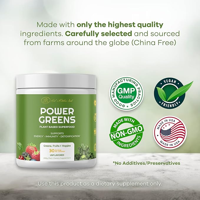 Red's Kitchen Sink Power Greens Powder - Daily Greens Superfood Powder - Fruity, Veggie, & Green Leafy Smoothie Drink Mix - Superfoods Maca Root, Spirulina, Chlorella, & More (200 Grams)