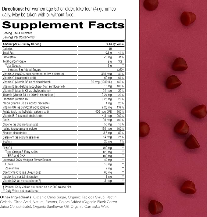 SmartyPants Gummy Multivitamin for Women 50 and Over: Omega 3 Fish Oil (EPA/DHA), Methylfolate & Women's Multivitamin Gummies: Omega 3 Fish Oil (EPA/DHA), Methylfolate, CoQ10