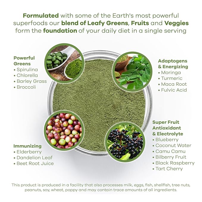 Red's Kitchen Sink Power Greens Powder - Daily Greens Superfood Powder - Fruity, Veggie, & Green Leafy Smoothie Drink Mix - Superfoods Maca Root, Spirulina, Chlorella, & More (200 Grams)