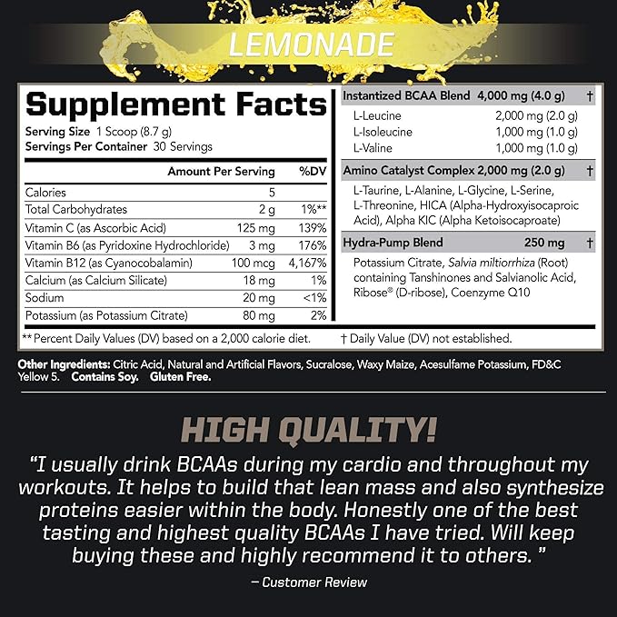 PMD Sports CG5 - Premium Creatine and L-Glutamine Powder (60 Servings) & PMD Sports BCAA Stim Free Amino Acids for Enhanced Recovery - Lemonade (30 Servings)