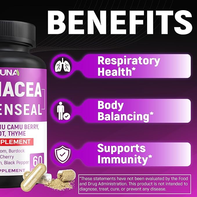 Echinacea Capsules with Echinacea, Goldenseal Root, Elderberry - 120 Capsules for 4 Months Supply (Pack of 2)