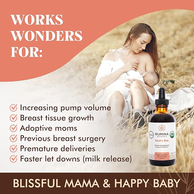 Goats Rue Lactation Supplement – Certified Organic Herbal Breastfeeding Supplements for Legendary Milk Supply Increase - Naturally Boost Your Breast Milk Supply/Production - Fenugreek Capsules Free
