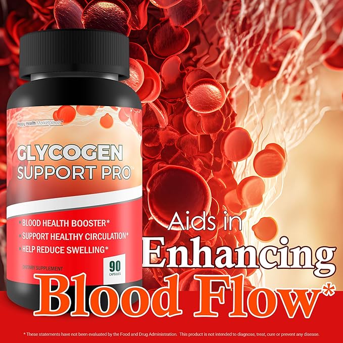 Glycogen Support Pro - Our Best Pancreas Support Antioxidant Blood Health Blood Circulation Supplements - Blood Supplement W/Magnesium Turmeric Vitamin D Vitamin C D Zinc Blood Balance Blood Booster