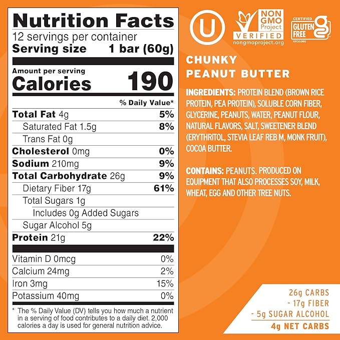 No Cow High Protein Bars, Peanut Butter Lovers Variety Pack - Healthy Snacks, 20g Vegan Protein, High Fiber, Low Sugar, Keto Friendly, Dairy & Gluten Free (12 Count)