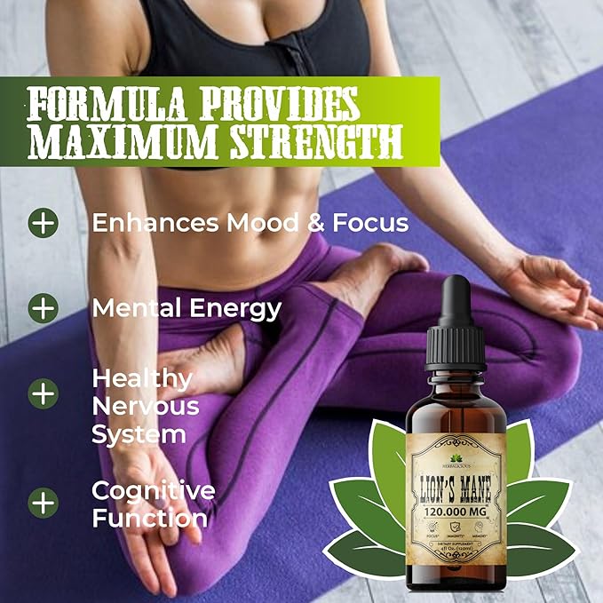 Lion’s Mane Liquid Mushroom Supplement – Premium Mushroom Extract Brain Supplement for Memory Focus, Clarity and Nerve Support – Non-Gluten and Non-GMO Supplement Lions Mane 4 Fl Oz