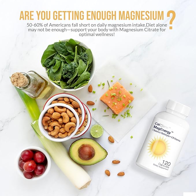 MagEnergy 7 Electrolytes, 8 Super B Vitamins, High Magnesium, High Methyl B12, Methyl Folate, D3/K2, Biotin, Zinc for Hydration, Energy, L-Theanine, Choline, Green Tea, Ginger Extracts