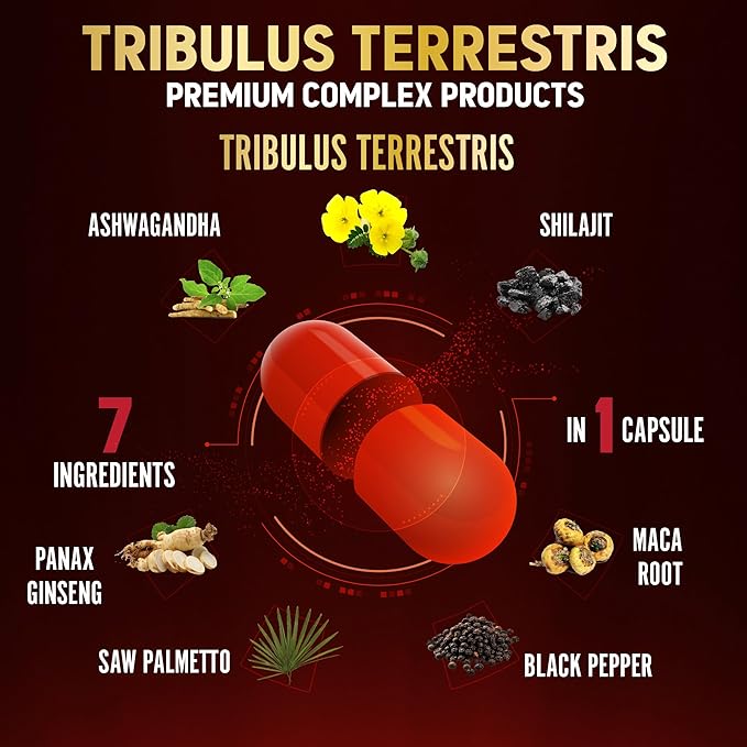 Tribulus Terrestris Supplement for Men & Women, 5-Month Supply with Ashwagandha, Panax Ginseng, Saw Palmetto, Maca, Shilajit, 150 Count